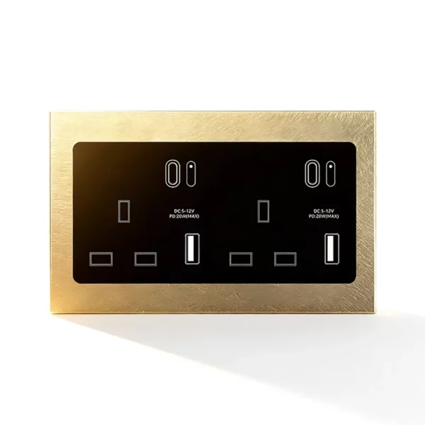 X18L Aluminum Smart 13A Double Sockets USB Type C