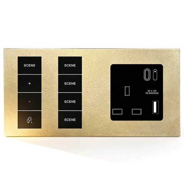X18L Aluminum UK 13A Smart Dimmer Switch And Smart Socket