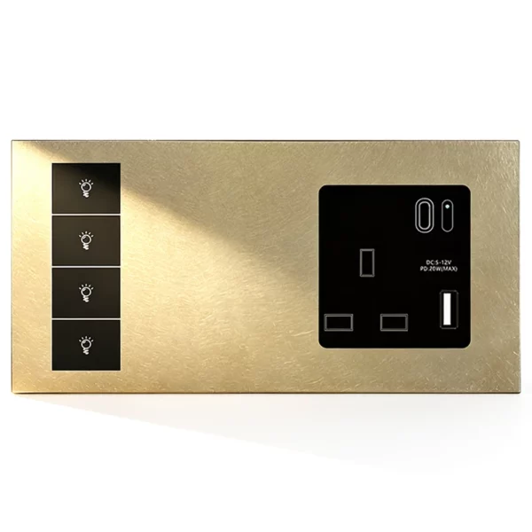 X18L Aluminum UK 13A Smart Switches And Smart Socket